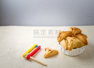 普林节,犹太节日三角糕,光明节,水平画幅,无人,符号,烘焙糕点,甜点心,食品