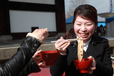 红豆汤,日本人,女人,京都府,寺庙,茶馆,东福寺,日本点心