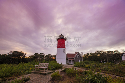 灯塔楼,天空,水平画幅,无人,大西洋,夏天,斗篷,海洋,瑙塞特海滩,红色
