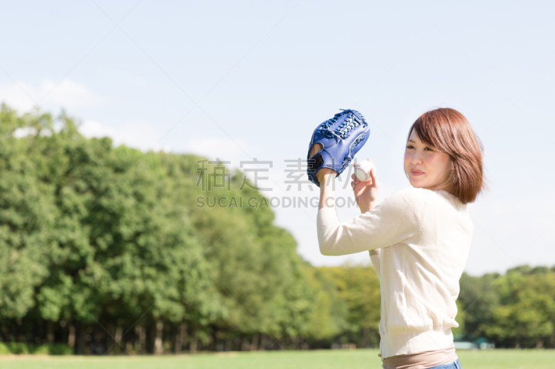 传球游戏,日本人,女人,棒球手套,捕手手套,棒球,运动手套,公园,水平画幅,进行中