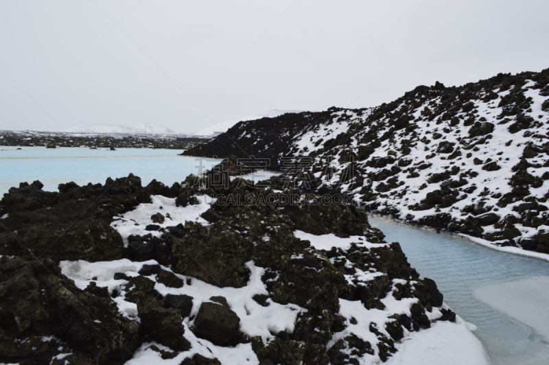 蓝湖,雪,冰岛国,火山岩,黑色,黑岩沙漠,旅游目的地,水平画幅,岩石,秋天