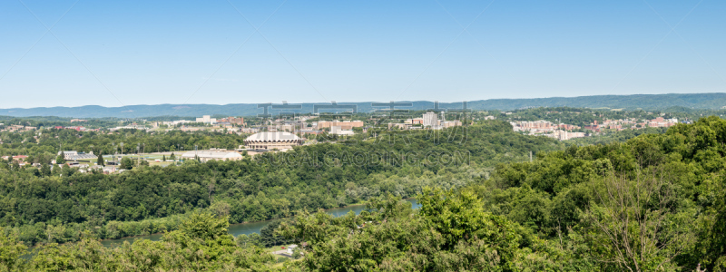 摩根镇,城市,体育场,校园,旅游目的地,水平画幅,高视角,山,无人,全景