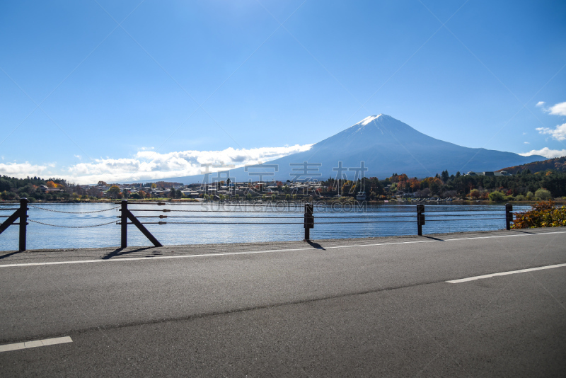 富士山,日本,河口湖,水,天空,美,里山,水平画幅,雪,无人