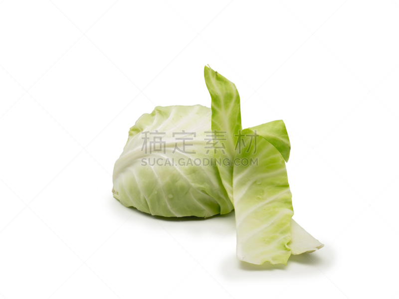 甘蓝,白色背景,分离着色,水平画幅,大白蝴蝶,素食,无人,生食,维生素,特写