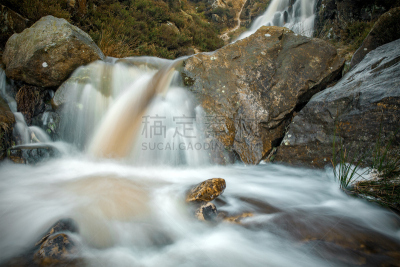 瀑布,旷野,特写,伊尔克利,沃夫河,水,水平画幅,苔藓,英格兰