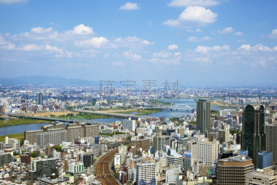 北库,大阪市,天空,城镇景观,水平画幅,地形,淀川区,无人,蓝色,日本