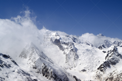 山,多云,天空,美,水平画幅,云,雪,无人,风险,户外