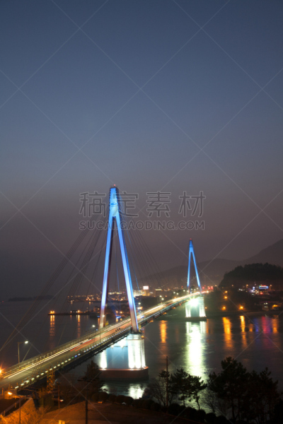 桥,全罗南道,垂直画幅,无人,当地著名景点,户外,灯,现代,韩国,彩色图片
