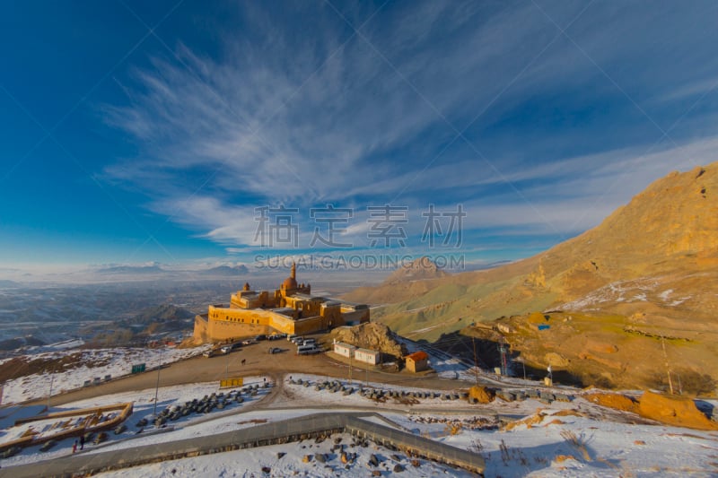 蓝色,东,土耳其,德古巴雅兹特,天空,居住区,白山山脉,背景,宫殿,查济