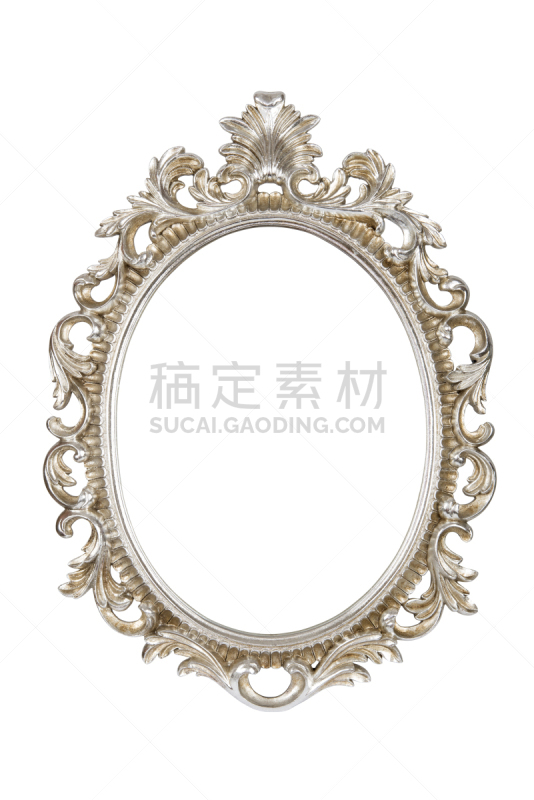 相框,银色,白色背景,分离着色,椭圆形,镜子,边框,镀金的,古典式,art deco风格