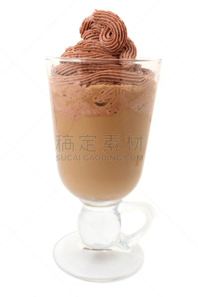 热饮,垂直画幅,无人,玻璃杯,白色背景,巧克力,背景分离,饮料,热可可,杯装巧克力