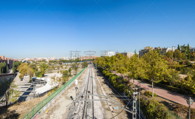 马德里,车站月台,黎牙实比市,水平画幅,建筑,蓝色,全景,欧洲,户外,都市风景