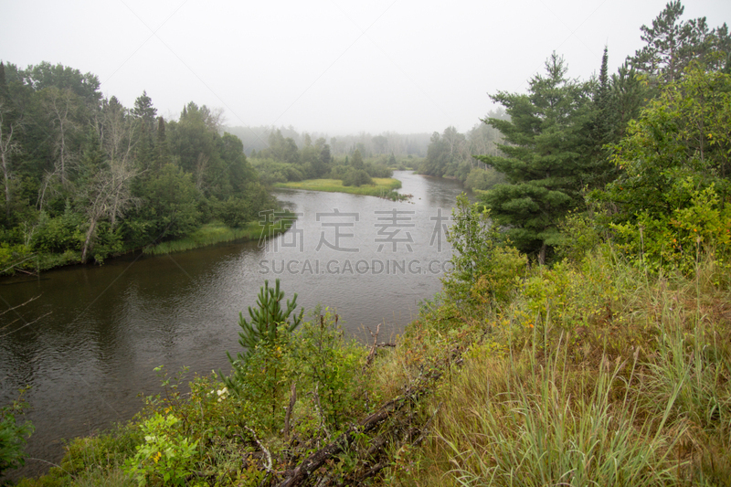 密歇根,原野,river ausable,公园,枝繁叶茂,池塘,流水,松树,河流,自然荒野区