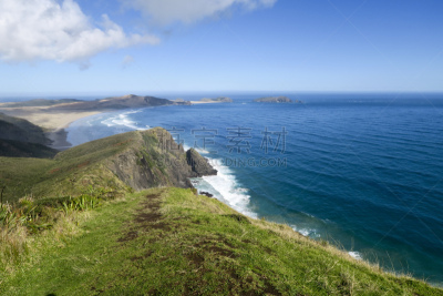 Cape Reinga,新西兰,海岸线,植物,水平画幅,山,沙丘,无人,户外,摄影