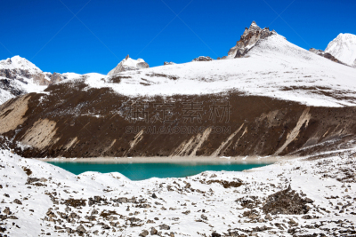 湖,仅儿童,khumbu glacier,戈焦湖,戈焦山谷,坤布,昆布地区,水,水平画幅,高视角