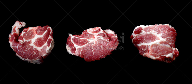 生食,猪肉,分离着色,嫩里脊排,炸肉排,水平画幅,食品杂货,排骨,膳食,特写