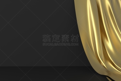 窗帘,金色,幕布,花体,折叠的,美,水平画幅,纹理效果,纺织品,无人
