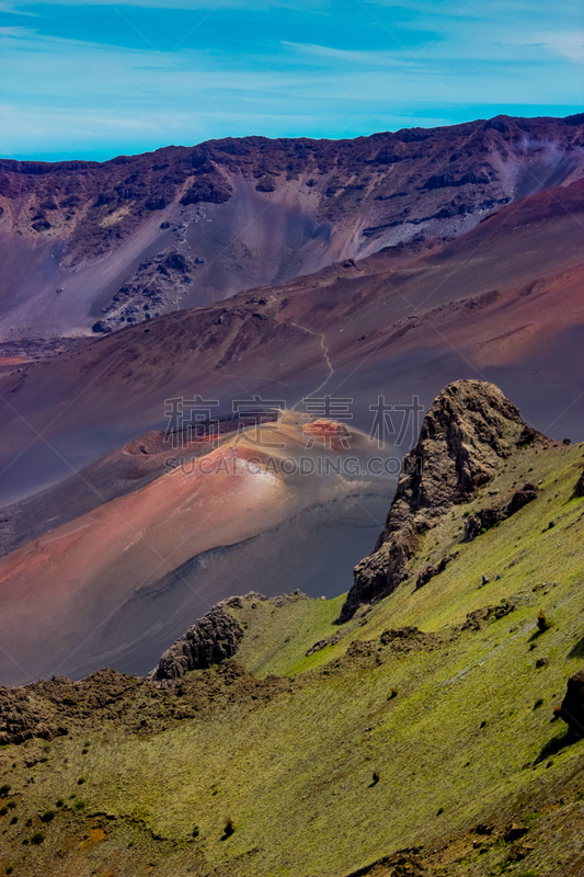 哈雷卡拉火山口,喷气孔,休眠火山,熔岩,毛伊岛,垂直画幅,无人,火山地形,泥土,户外