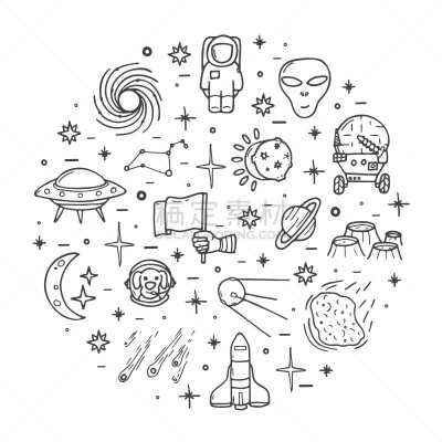 太空,计算机图标,可爱的,星星,宇航员,绘画插图,模板,运动头盔,卫星天线,安全帽