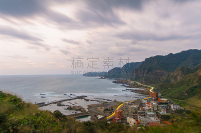北,海岸线,九份,水,天空,夜晚,曙暮光,都市风景,海滩,黎明