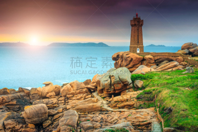欧洲,布列塔尼,大西洋,波罗马纳什,法国,海岸线,非凡的,水,天空,佩洛斯基雷克