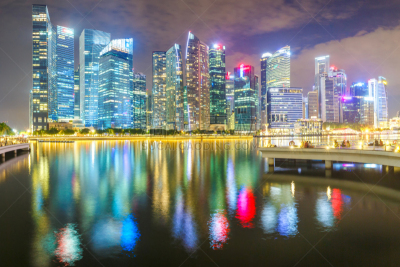 夜晚,商务,城市天际线,建筑外部,金融区,新加坡市,新加坡河,正面视角,滨海湾公园,滨海湾