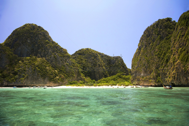 玛雅湾,皮皮群岛,皮皮岛,旅游目的地,水平画幅,地形,无人,户外,岛,海洋