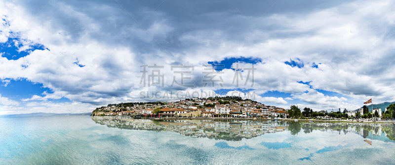 夏天,湖,全景,城市,北马其顿共和国,奥赫里德,白昼,自然美,水,天空