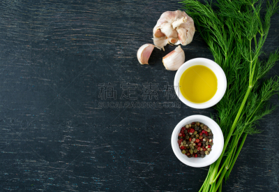 香料,草本,黑板,黑色背景,立陶宛共和国,清新,彩色背景,多样,食品,橄榄油