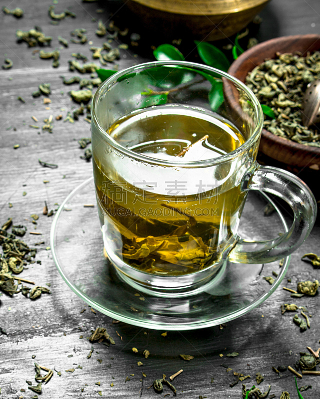 fragrant green tea in a mug.