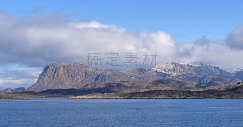 北极,贫瘠的,寒冷,格陵兰,云,雪,自然美,海岸线,岩石,户外