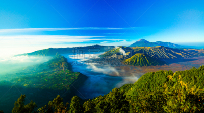 黎明,火山,婆罗摩火山,天空,水平画幅,云,无人,火山地形,早晨,bromo-tengger-semeru national park