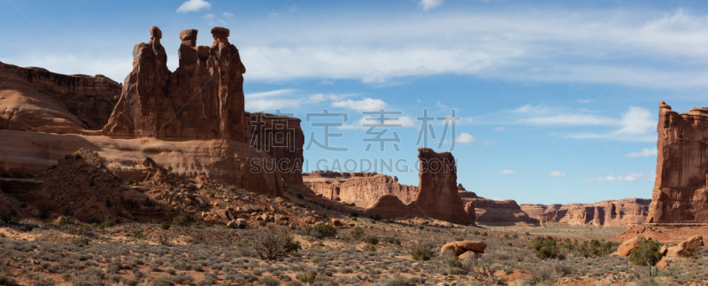 著名自然景观,环境,云,犹他,沙岩,沙漠,岩石,户外,天空,三个长舌妇