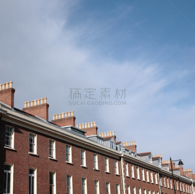 贝尔法斯特,乔治王时代风格,建筑,连栋房屋,北爱尔兰,房屋建设,广场,英国,屋顶,烟囱
