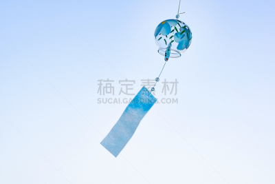 风铃,手艺,天空,留白,水平画幅,夏令时,无人,夏天,边界,悬挂的