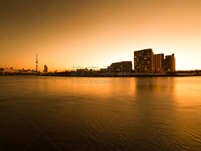 东京天空树,黄昏,天空,留白,水平画幅,无人,户外,都市风景,river sumida,风景