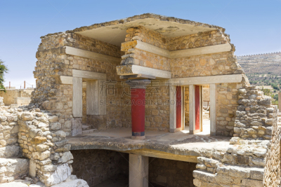 克里特岛,希腊,宫殿,克诺塞斯,美,古代文明,水平画幅,墙,夏天,minoan