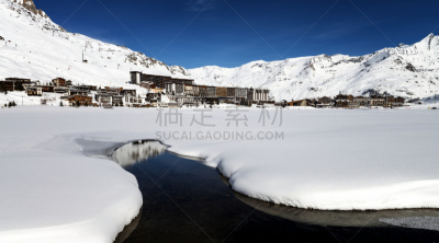 蒂涅,阿尔卑斯山脉,法国,蒂涅湖,塔宏德斯,萨瓦,滑雪场,休闲活动,水平画幅,雪