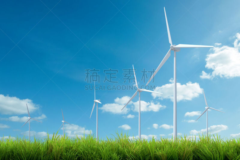 草,风轮机,天空,蓝色,水磨,风,电源,环境,技术,自然神力