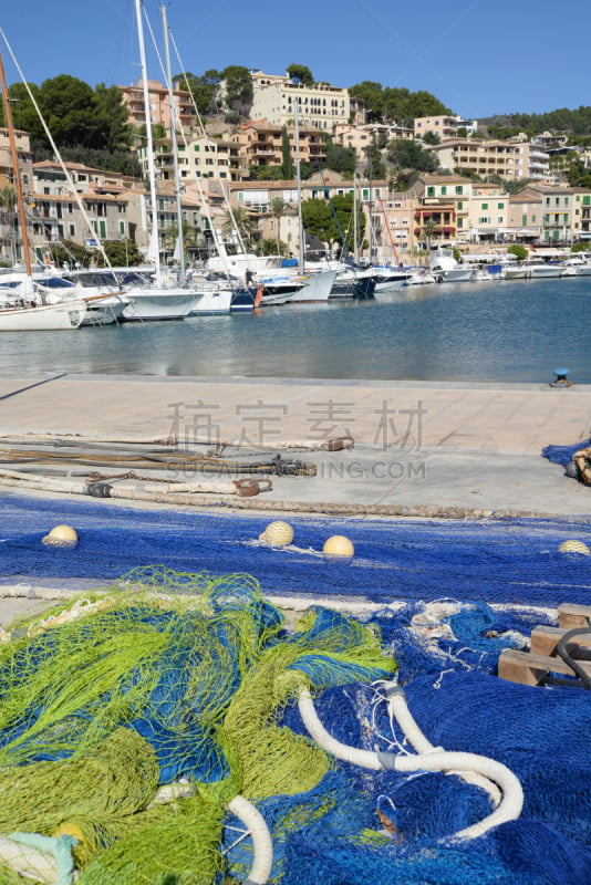 puerto de soller,西班牙,马略卡,船,垂直画幅,海港,网,图像,海洋,无人