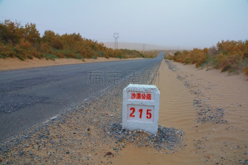 荒野公路,中国,塔克拉玛干沙漠,建筑石碑,蔬菜叶,沥青,沙漠,自然,非都市风光,水平画幅