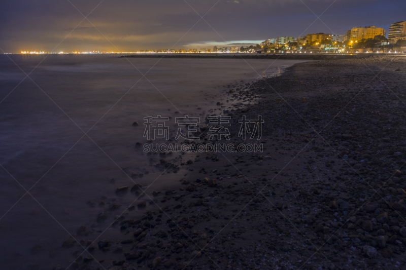 夜晚,贝尼卡塞,海滩,城镇,城市生活,安静,暗色,卡斯特利翁省,照明设备,黄昏