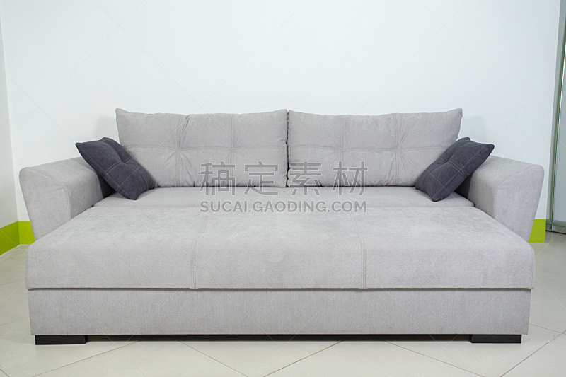 沙发,白色背景,灰色,座位,水平画幅,形状,纺织品,无人,巨大的,皮革