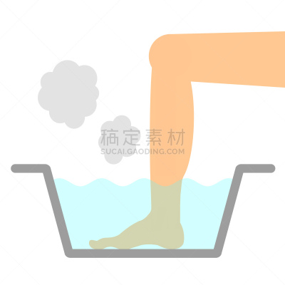 足浴,热,部分,平和,背景分离,简单,色彩鲜艳,剪贴画,绘画插图,容器