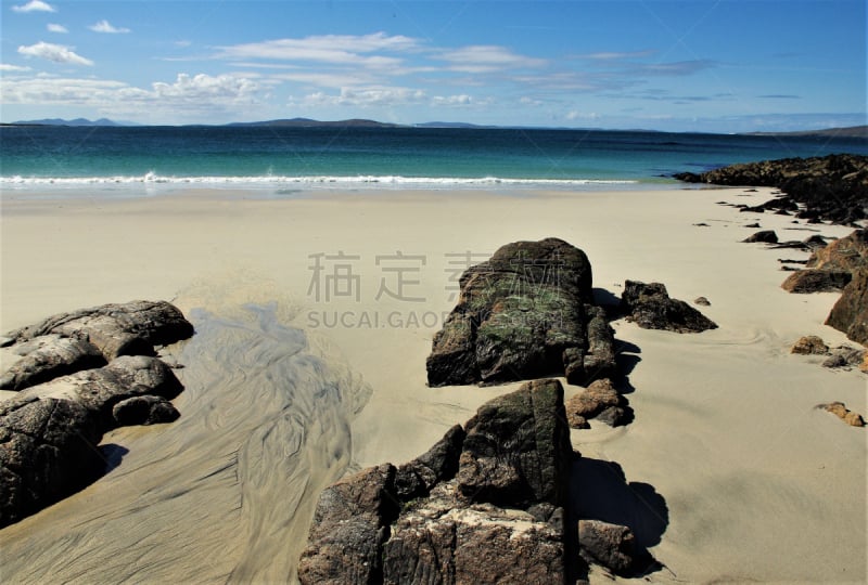 海滩,岛,空的,外赫布里底群岛,西,宝石,水,天空,沙子,海岸地形