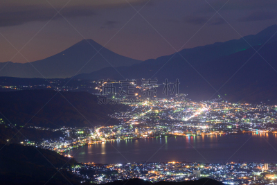 诹访,富士山,夜晚,山,城市,苏瓦湖,巴岳山,日本阿尔卑斯山脉,南阿尔卑斯山脉,长野县