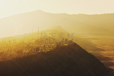 bromo-tengger-semeru national park,乡村,塞梅鲁火山,滕格尔火山,东爪哇,爪哇,水平画幅,山,无人,早晨