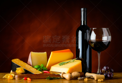 高达干酪,红葡萄酒,荷兰干酪,切达干酪,葡萄酒,水平画幅,水果,无人,胡椒,含酒精饮料