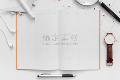 留白,表,商务旅行,白色背景,耳机,飞机,水笔,做计划,旅游目的地,准备