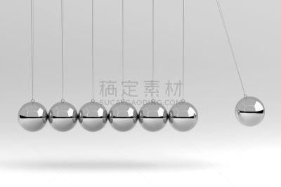 Newtonâs Cradle Isolated on White, 3D Rendering